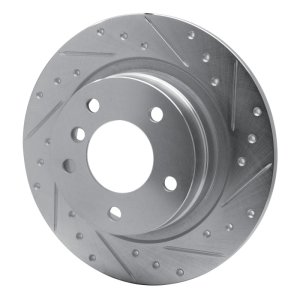 BMW 120i Brake Rotor (1) - Rear Right - R1 Concepts - Drilled & Slotted - Silver - `05-`12